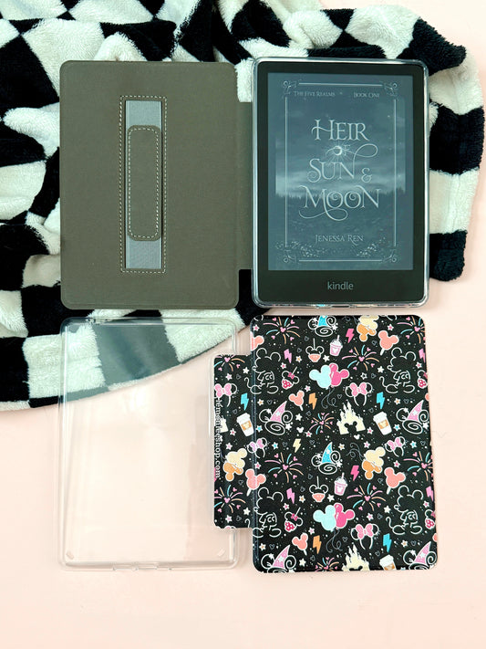The Best of Both Kindle Case Cover with Clear Back and Cover Strap - Magical Mouse - 11th + 12th Gen Paperwhite and Kindle Basic