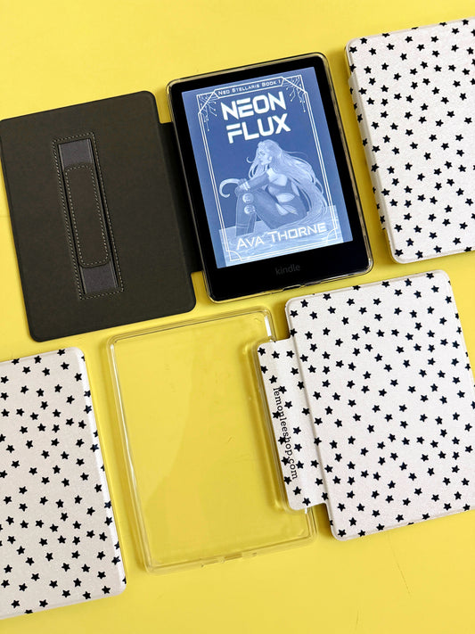 The Best of Both Kindle Case Cover with Clear Back and Cover Strap - Mini Stars - 11th + 12th Gen Paperwhite/Colorsoft