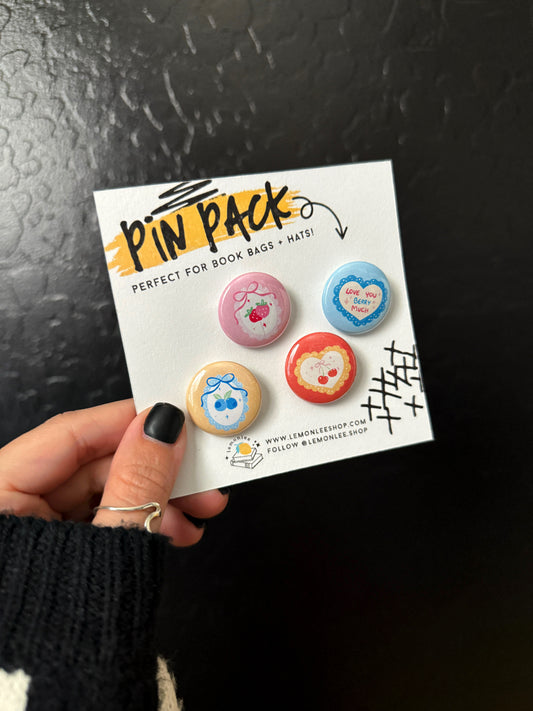 Button Pin Pack - Berry Cute Set