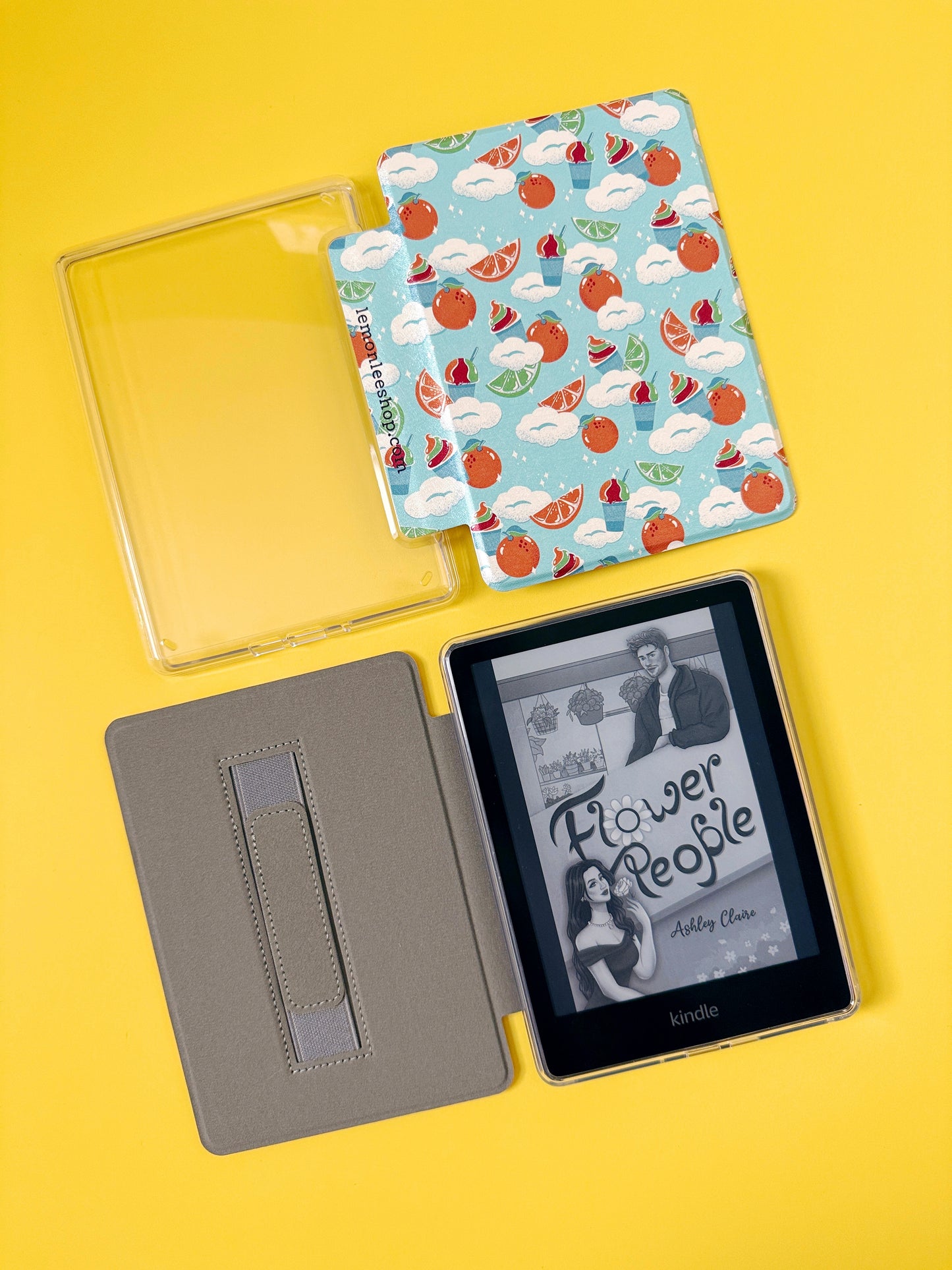The Best of Both Kindle Case Cover with Clear Back and Cover Strap - Sherbet Swirl - 11th + 12th Gen Paperwhite and Kindle Basic