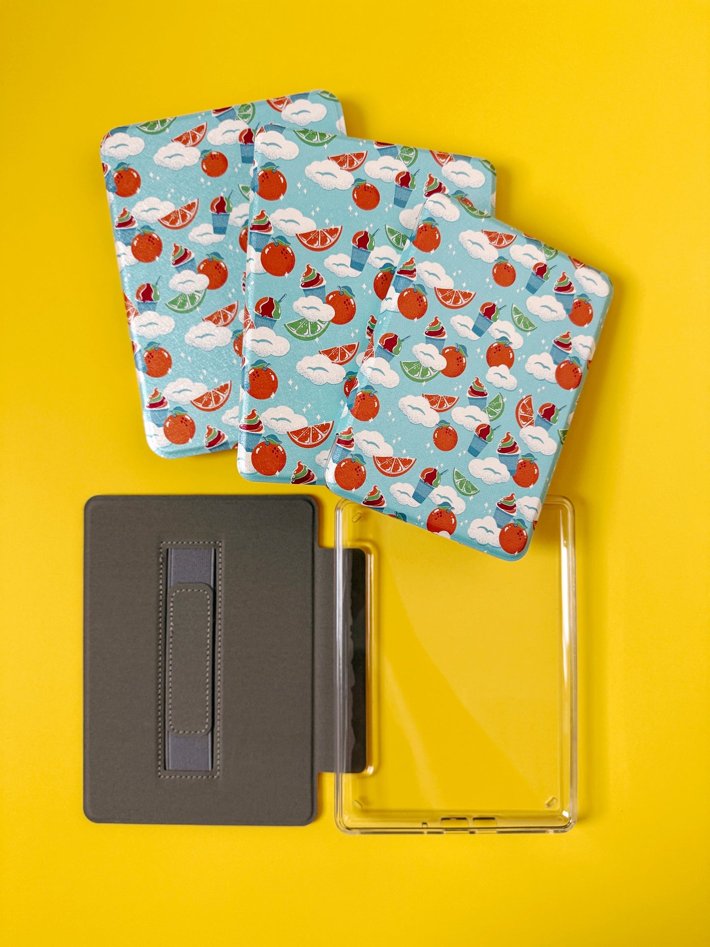 The Best of Both Kindle Case Cover with Clear Back and Cover Strap - Sherbet Swirl - 11th + 12th Gen Paperwhite and Kindle Basic