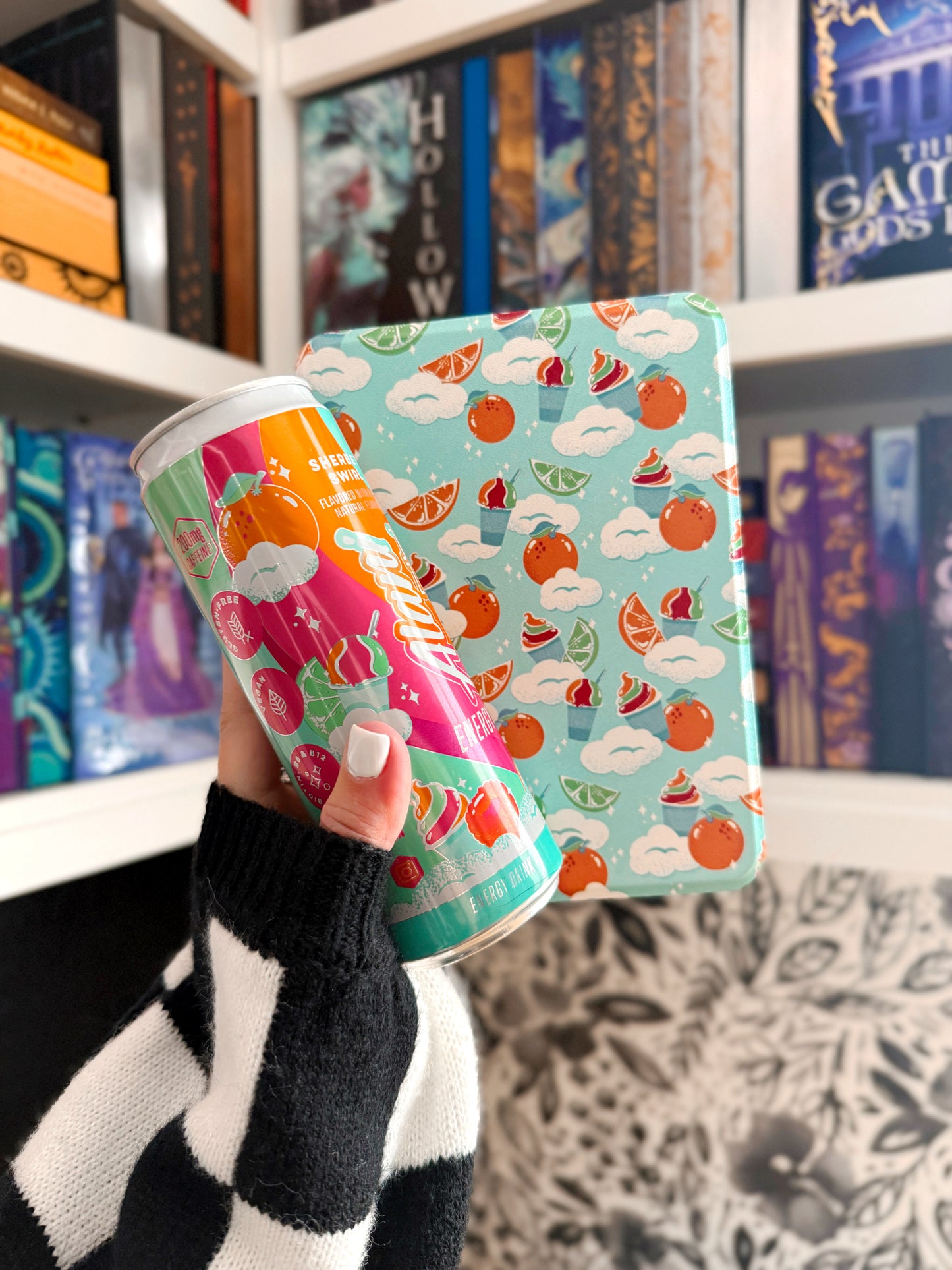 The Best of Both Kindle Case Cover with Clear Back and Cover Strap - Sherbet Swirl - 11th + 12th Gen Paperwhite and Kindle Basic