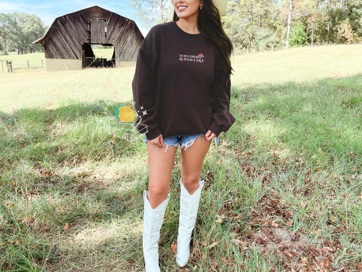 In My Cowboy Romance Era Embroidered Crewneck Sweater