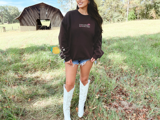 In My Cowboy Romance Era Embroidered Crewneck Sweater