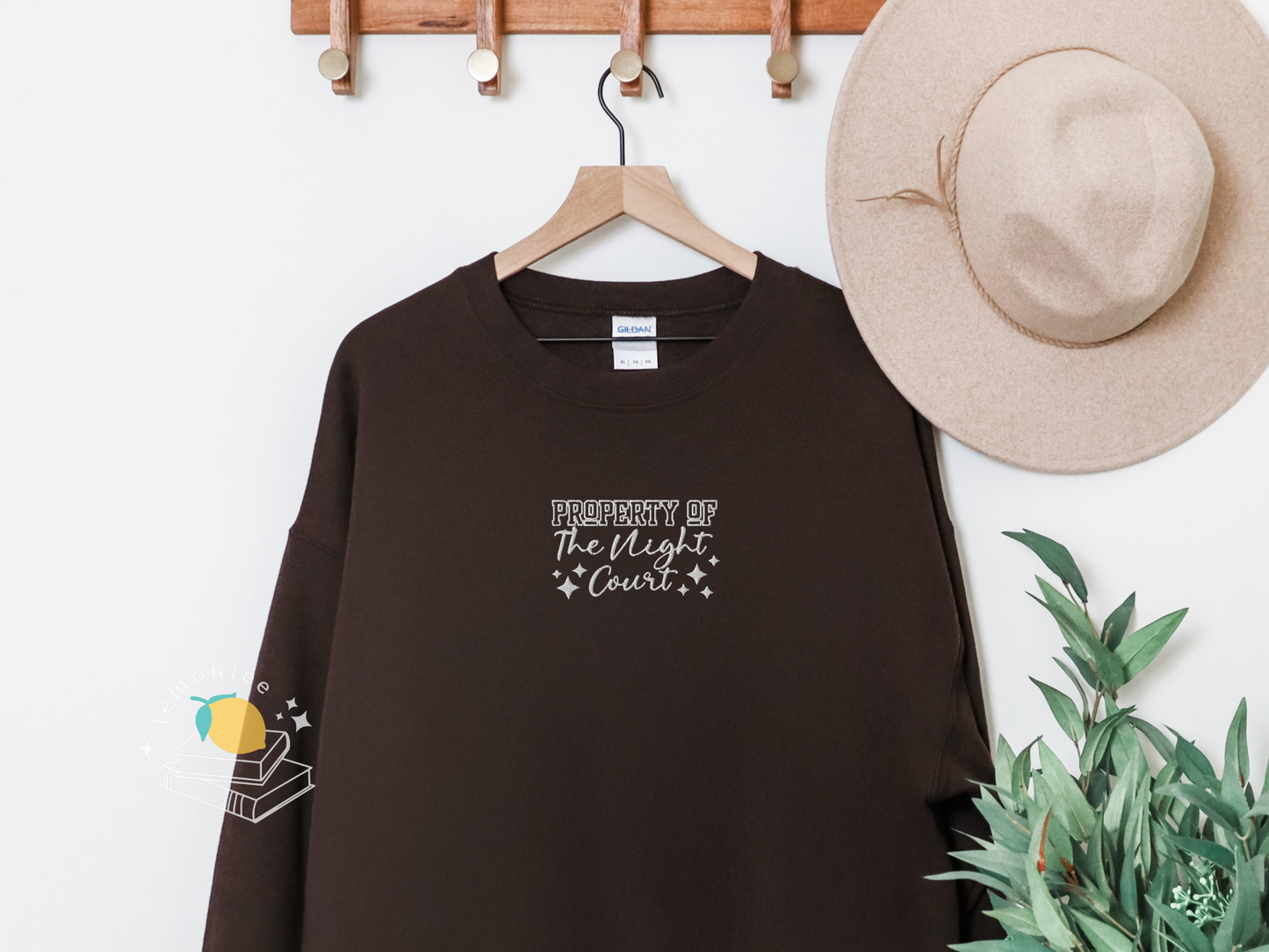 Cutesy Property of the Night Court Embroidered Crewneck Sweater