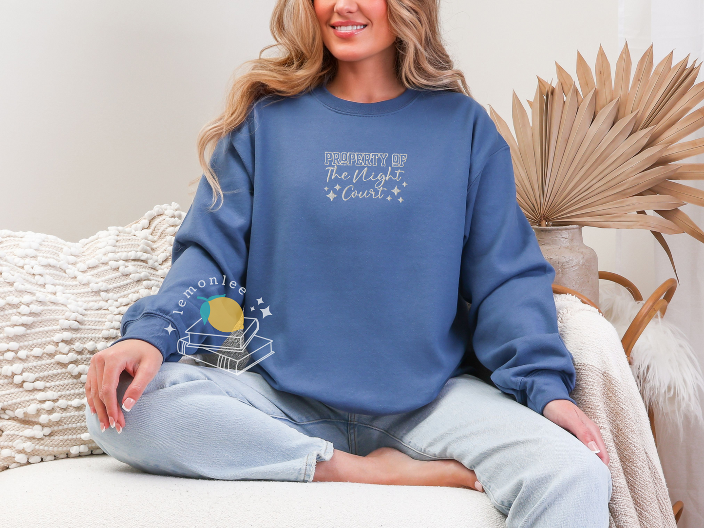 Cutesy Property of the Night Court Embroidered Crewneck Sweater