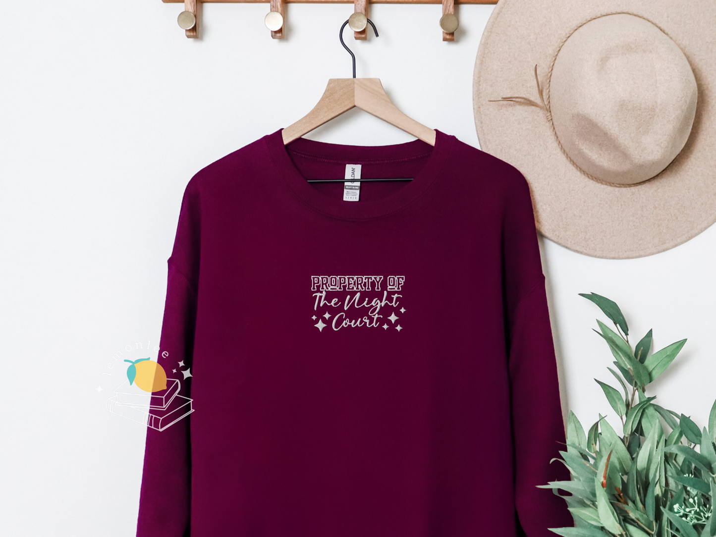 Cutesy Property of the Night Court Embroidered Crewneck Sweater
