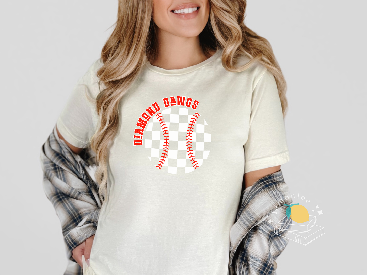 Checkered Baseball Diamond Dawgs Bella + Canvas Soft Style Shirt