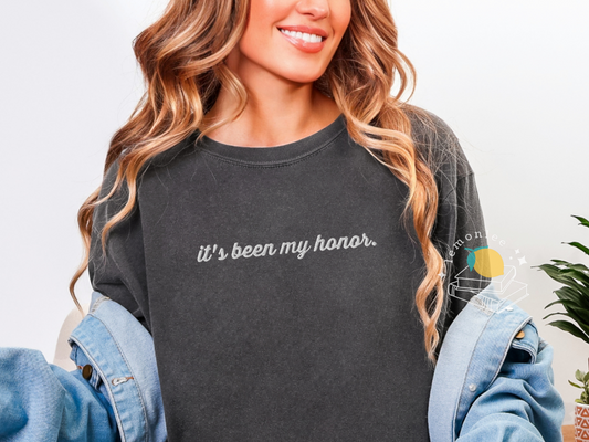It's Been My Honor Fourth Wing Inspired Embroidered Comfort Colors Tee