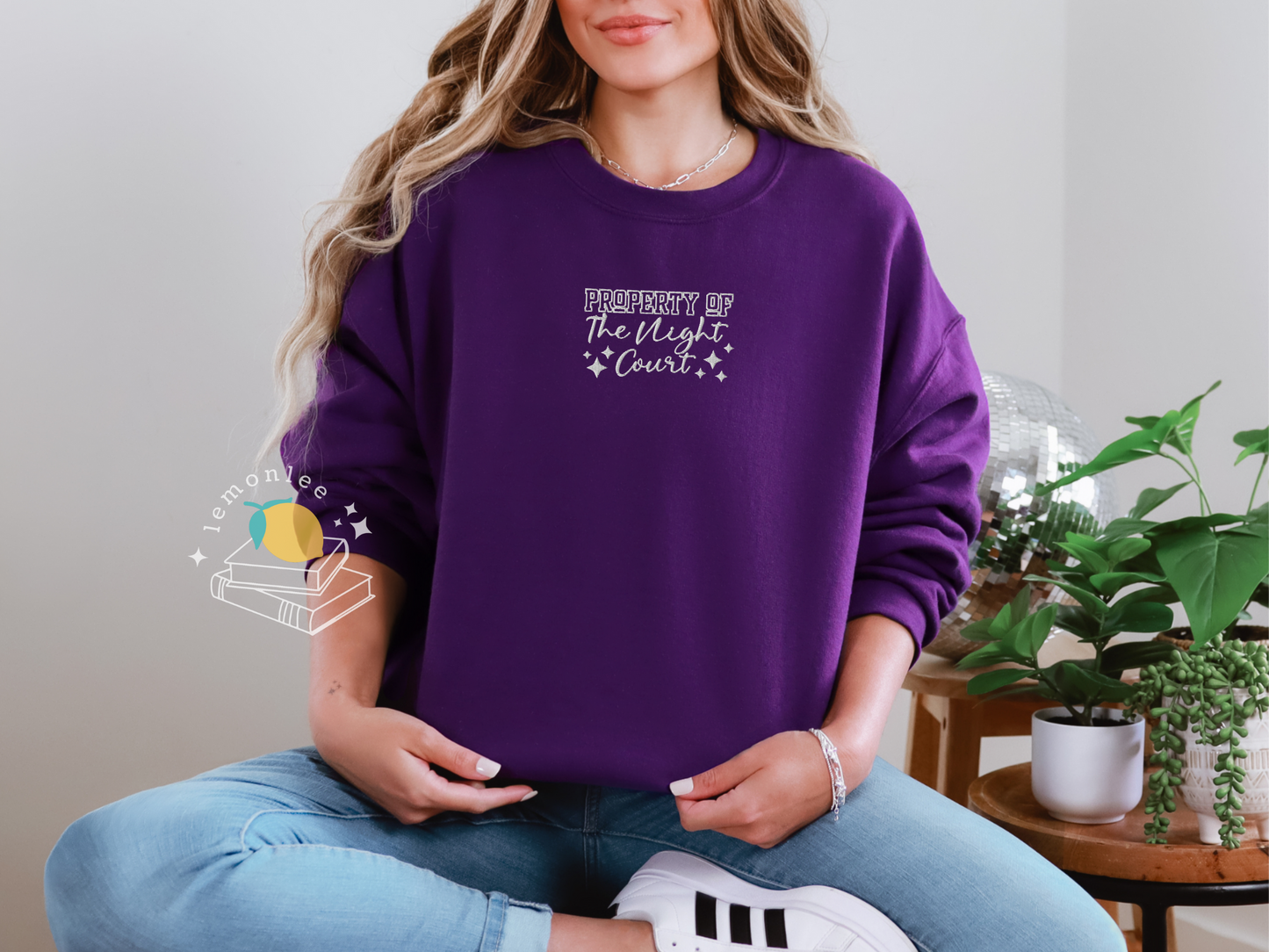 Cutesy Property of the Night Court Embroidered Crewneck Sweater