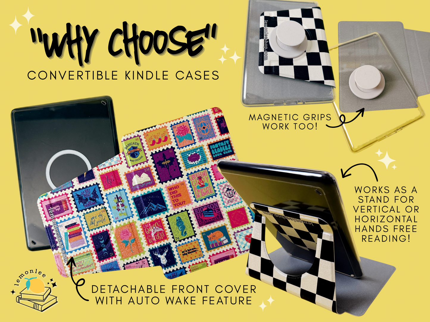 Why Choose Kindle Case with Detachable Cover + Clear Back - Fantasy Stamps - 11th + 12th Gen Paperwhite and Kindle Basic