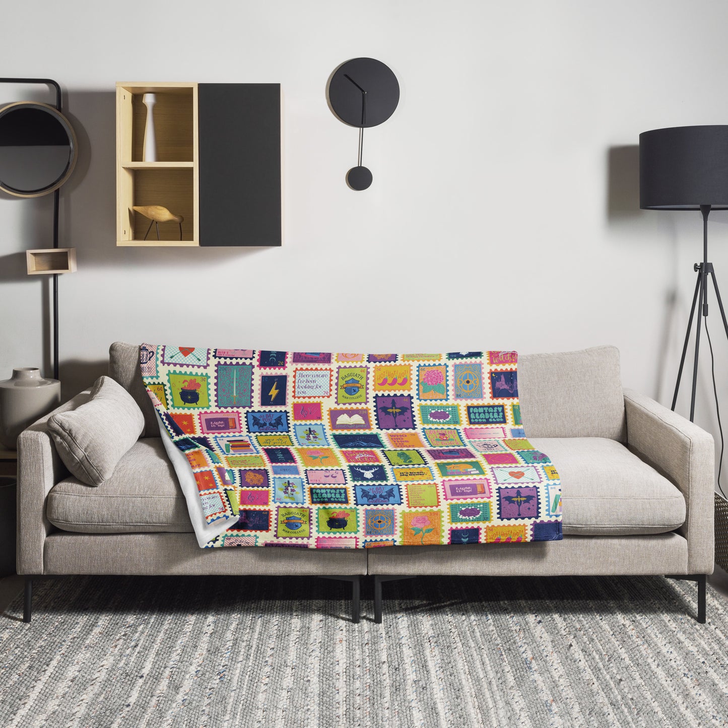 Minky Soft Throw Blanket - Fantasy Stamps