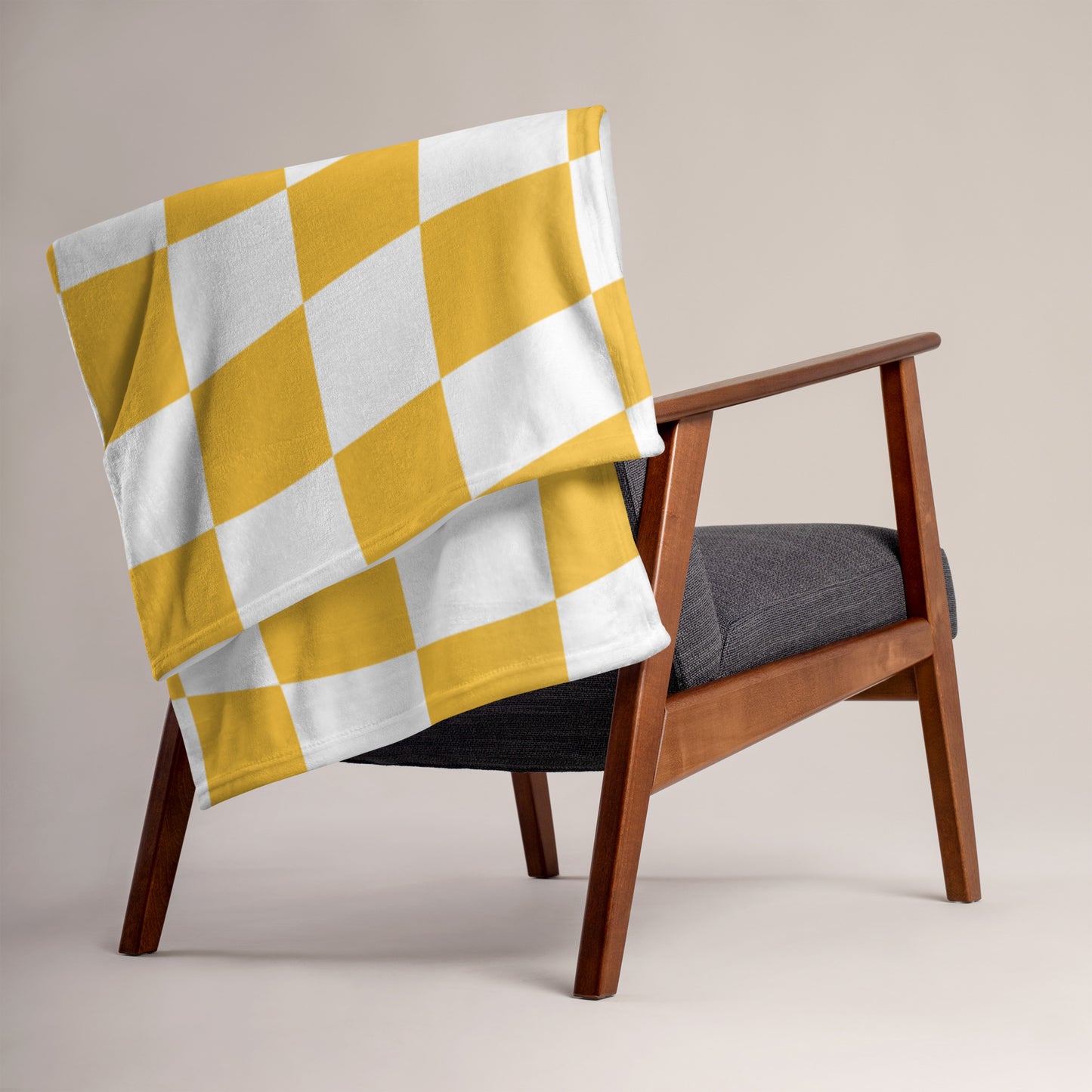 Minky Soft Throw Blanket - Yellow Wave Check