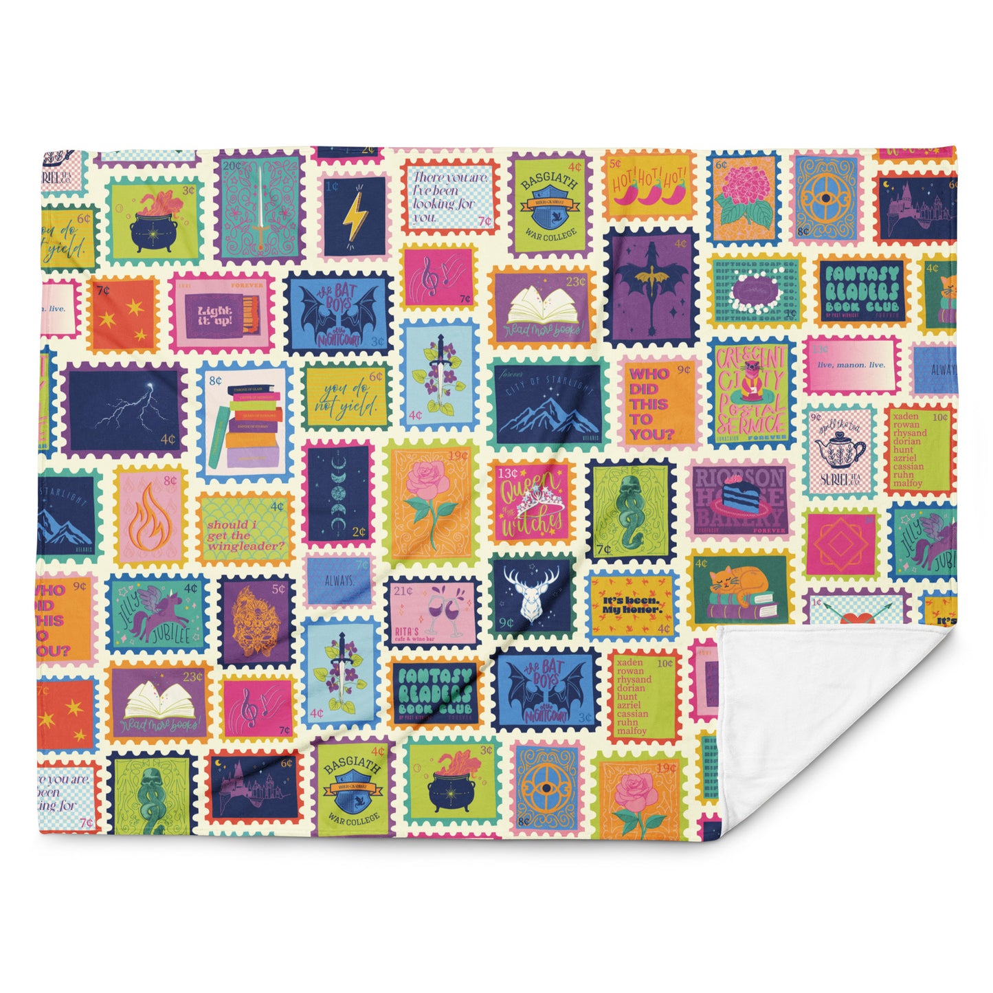 Minky Soft Throw Blanket - Fantasy Stamps