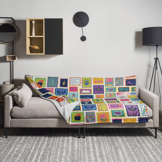 Minky Soft Throw Blanket - Fantasy Stamps