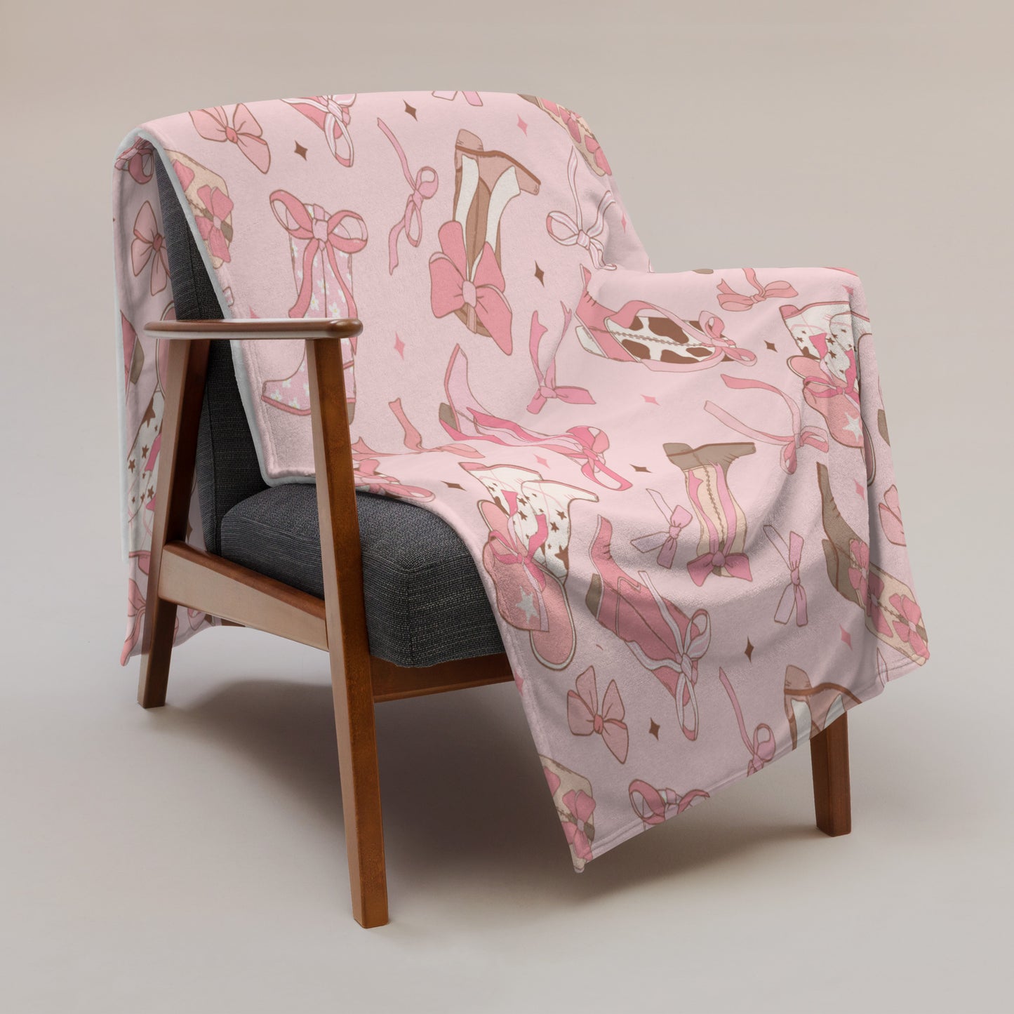 Minky Soft Throw Blanket - Boots and Bows