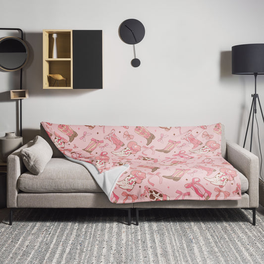 Minky Soft Throw Blanket - Boots and Bows