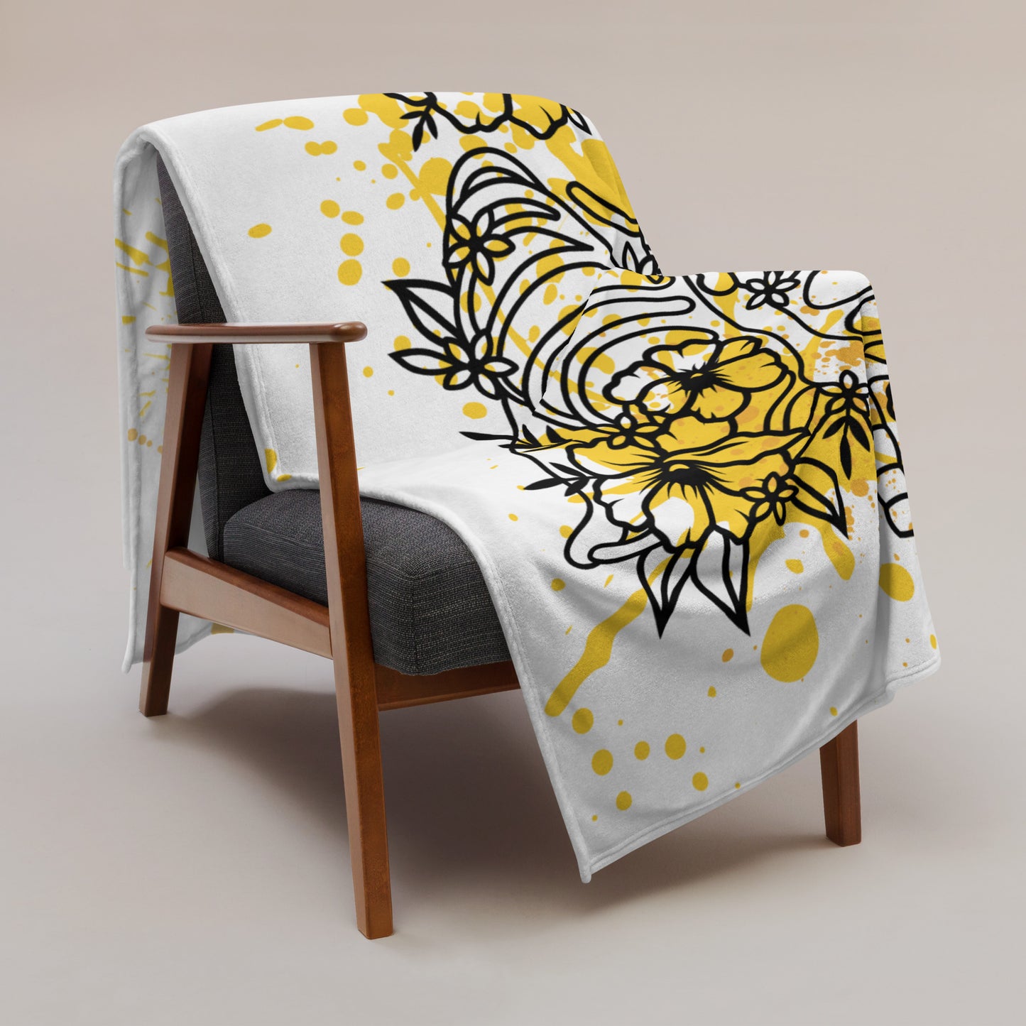 Minky Soft Throw Blanket - Skeleton Flowers