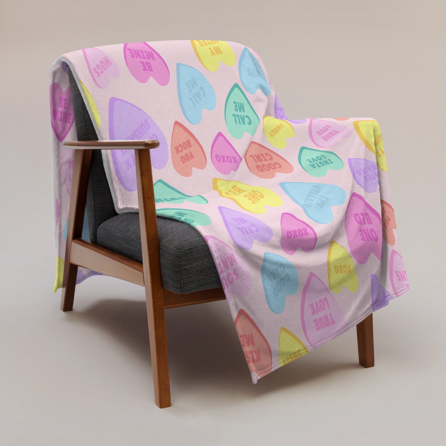 Minky Soft Throw Blanket - Candy Hearts