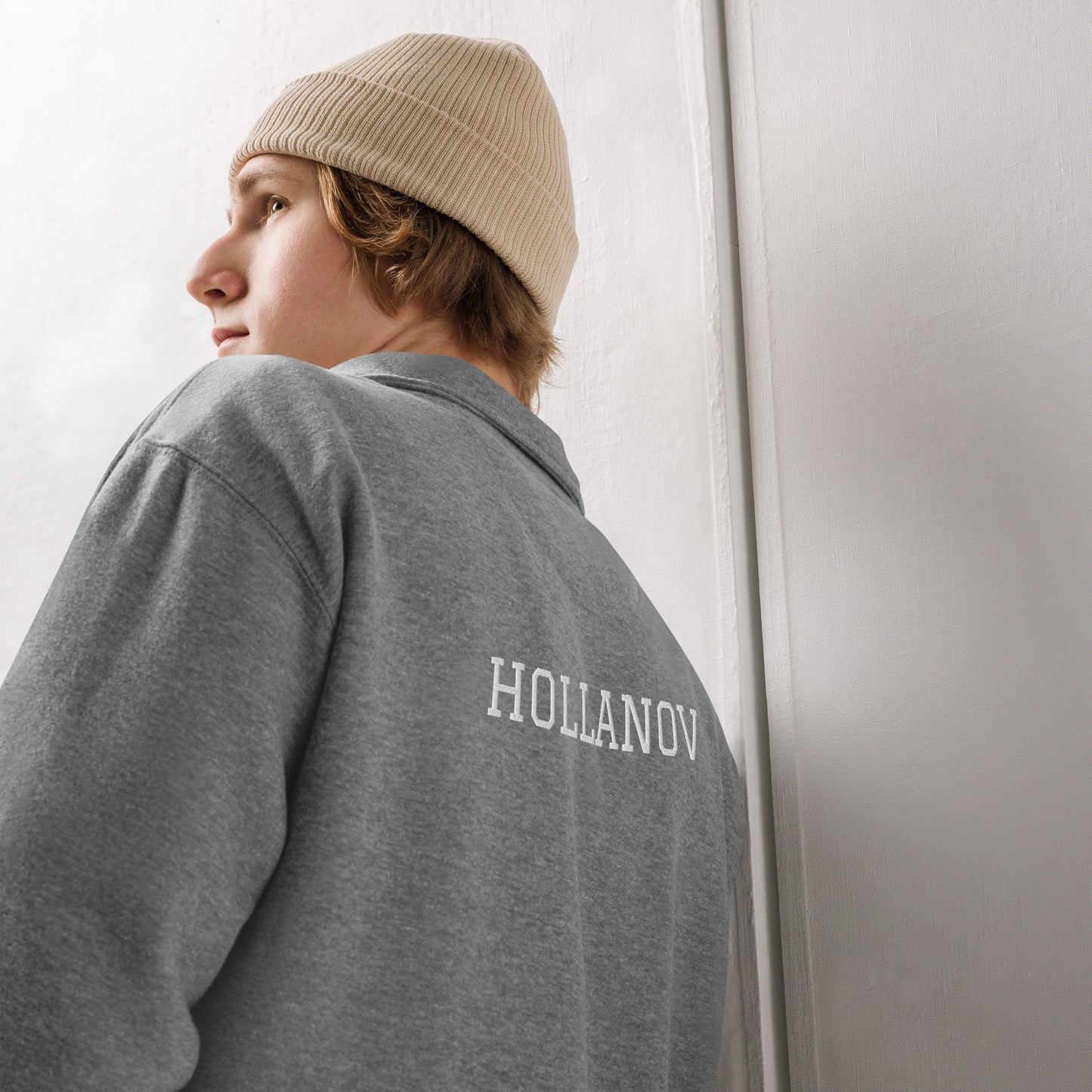 Hollanov Quarter Zip Pullover Sweater - Embroidered