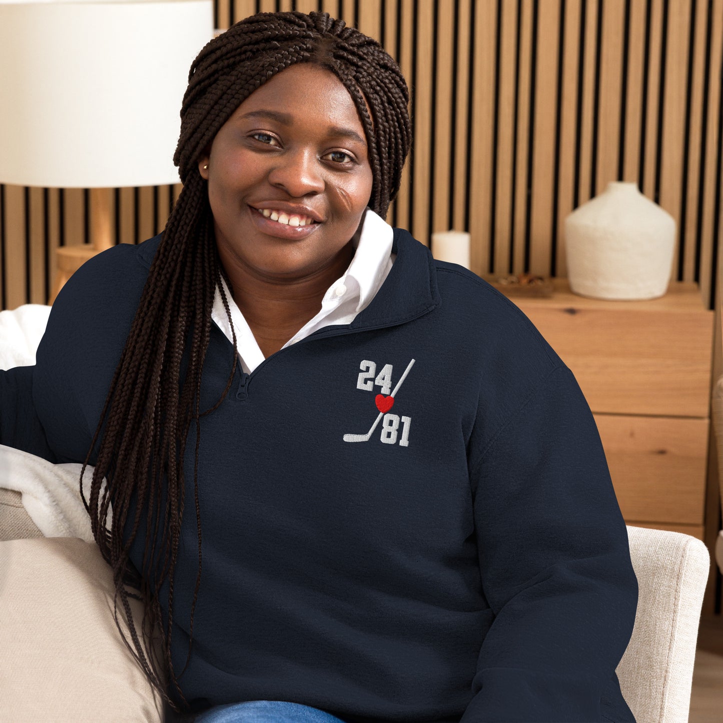 Hollanov Quarter Zip Pullover Sweater - Embroidered